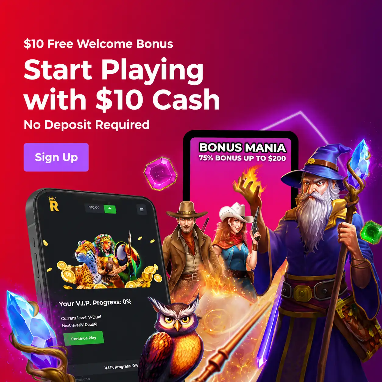 Online casino $10 free welcome bonus signup