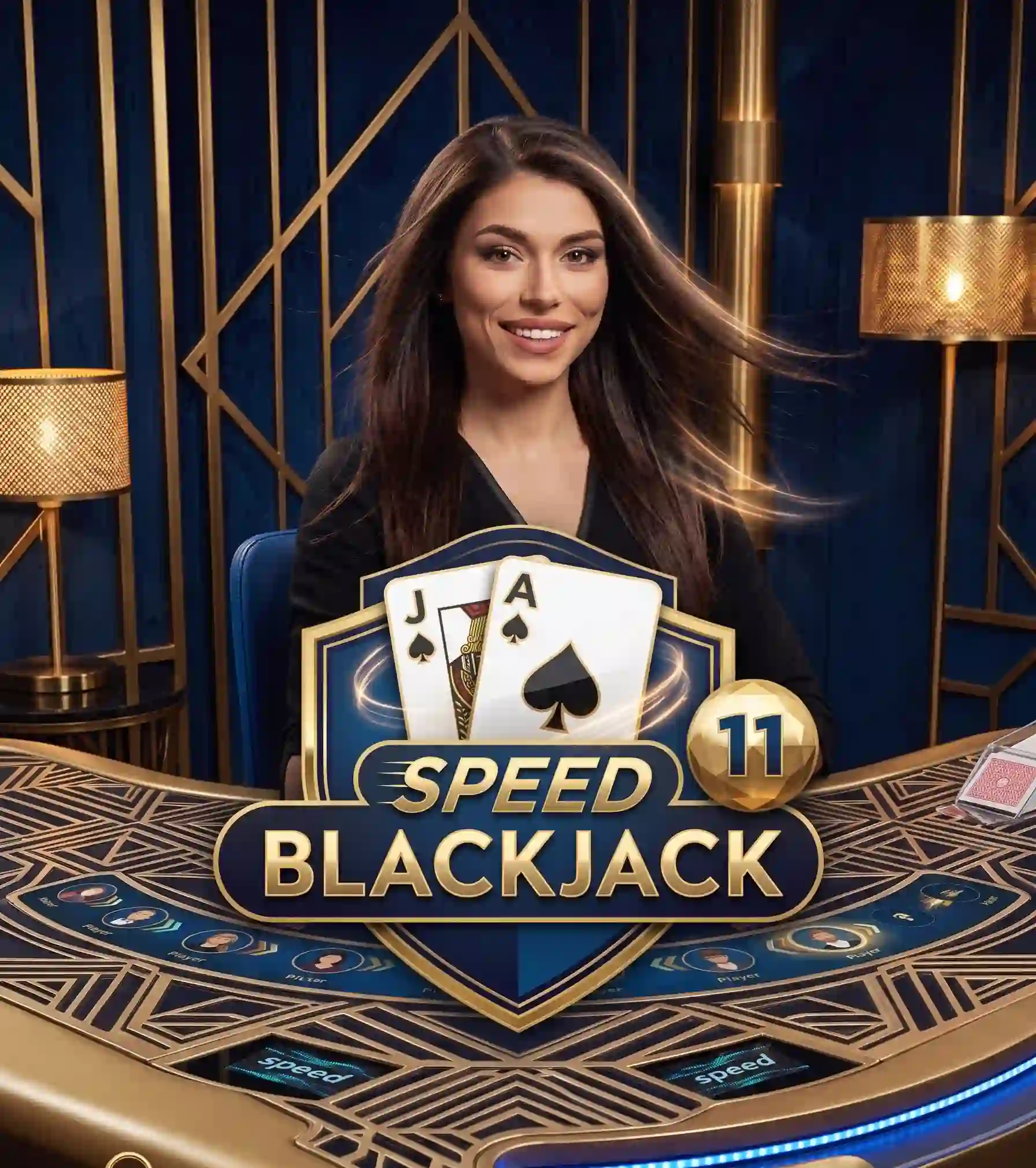 Female dealer holding aces Speed blackjack game